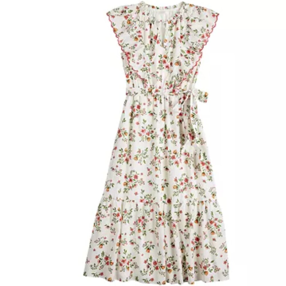 LC Lauren Conrad Scalloped Ruffle Sleeve Midi Dress in 2X
